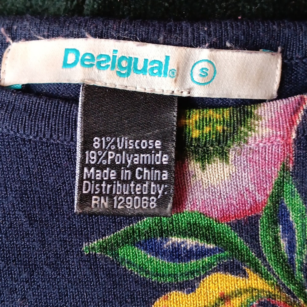 Desigual Yovana Navy Floral Sweater with Tassel Fringe - Picture 7 of 8
